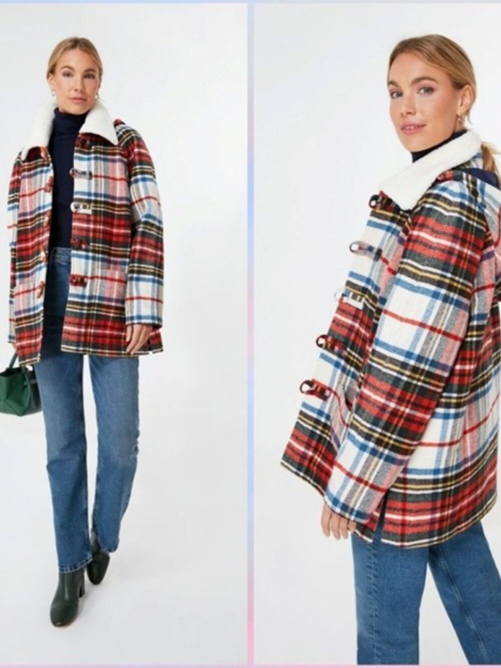 THE GREAT Woodsy Wool Coat Red Plaid Cabinmate Hooded Toggle Jacket 0